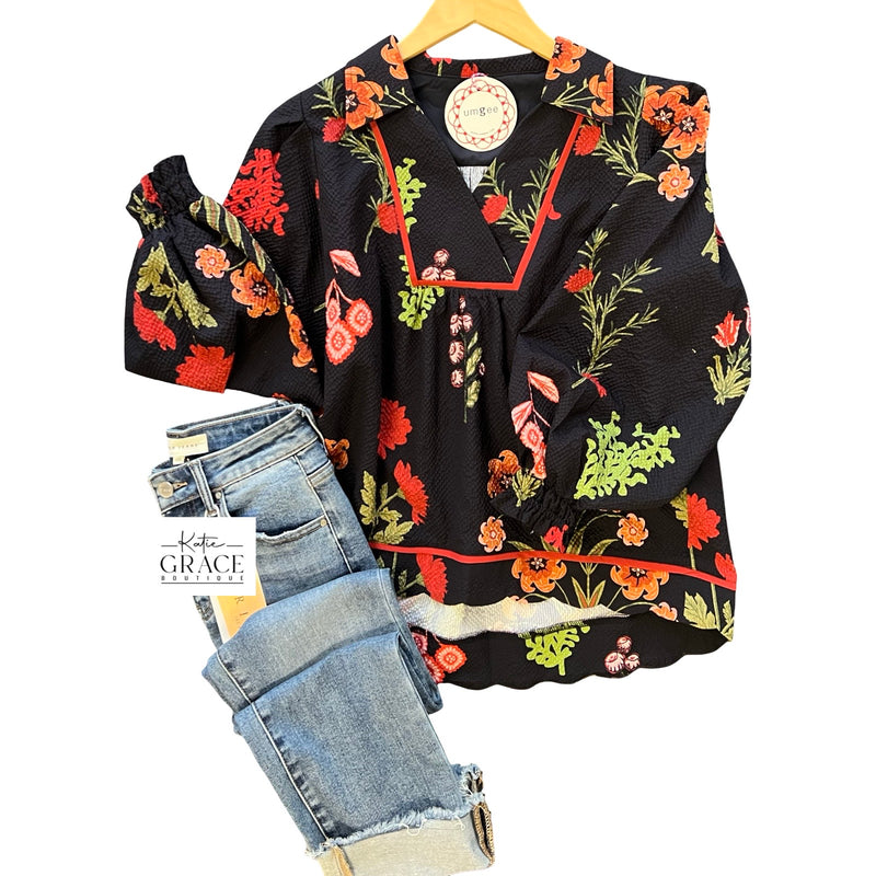 "Vanna" Textured Floral Blouse