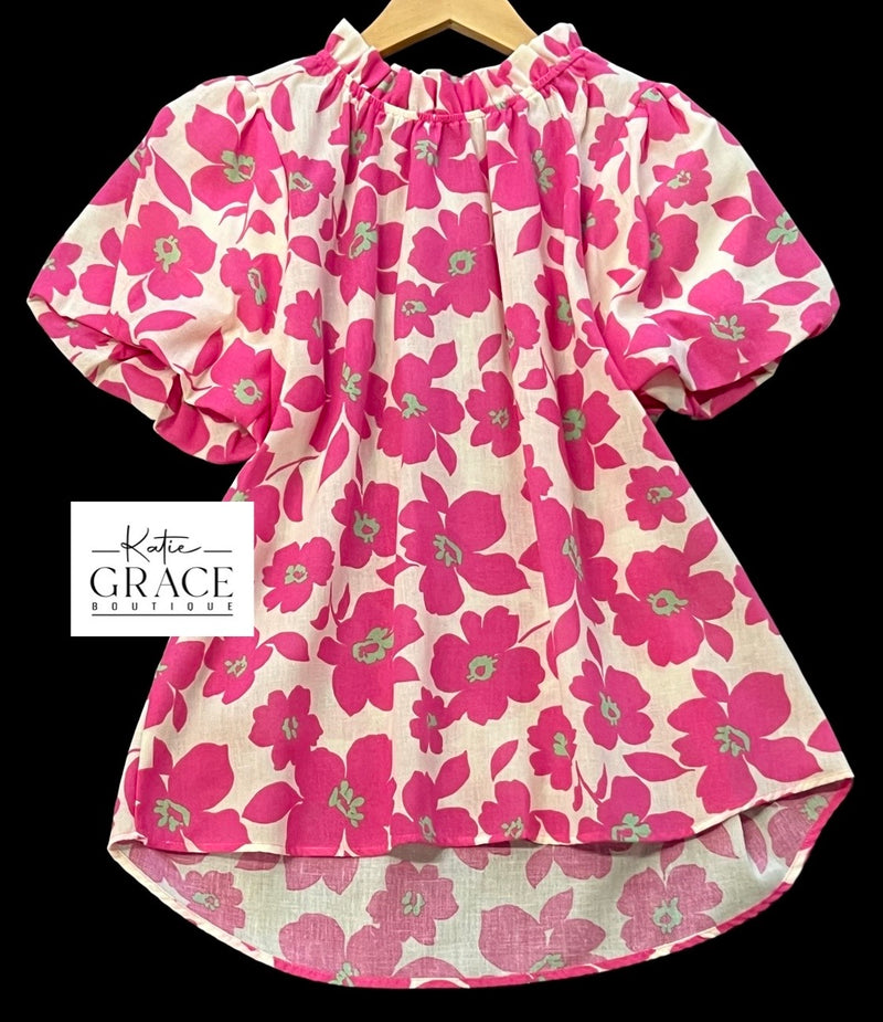 "Lissy" Puff Sleeve Blouse - The Katie Grace Boutique