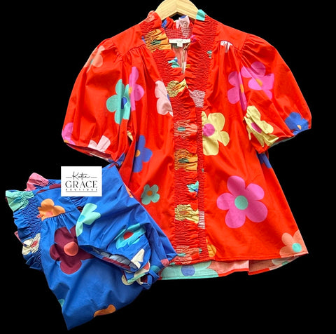 "Sheena" Floral Top, 2 colors - The Katie Grace Boutique