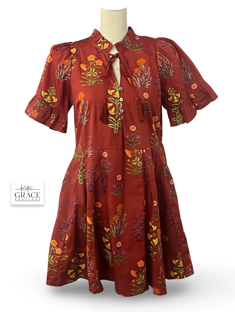 "Allie" Botanical Print Dress - The Katie Grace Boutique