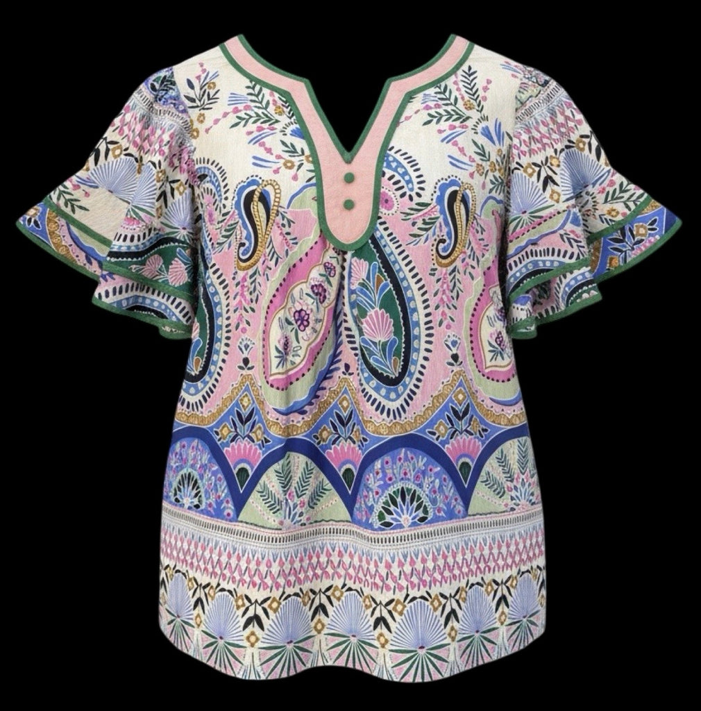 'Paisley" Printed Top - The Katie Grace Boutique