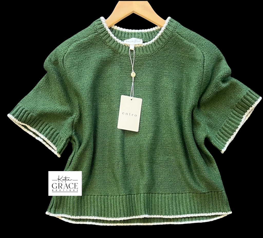 "Everly" Short Sleeve Sweater - The Katie Grace Boutique