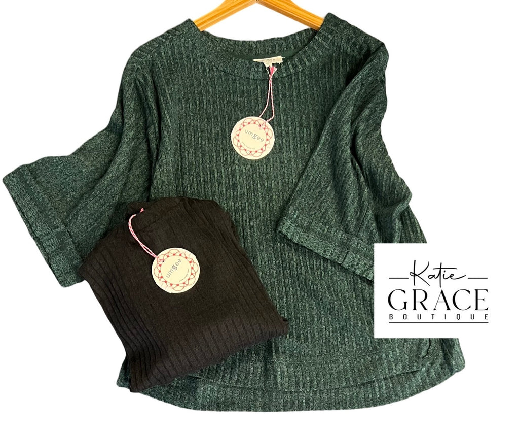 "April" Ribbed Top, 2 colors - The Katie Grace Boutique