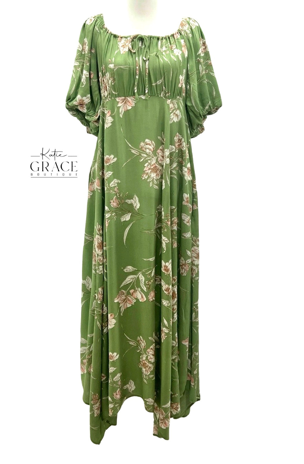 "Cate" Floral Dress, Green - The Katie Grace Boutique