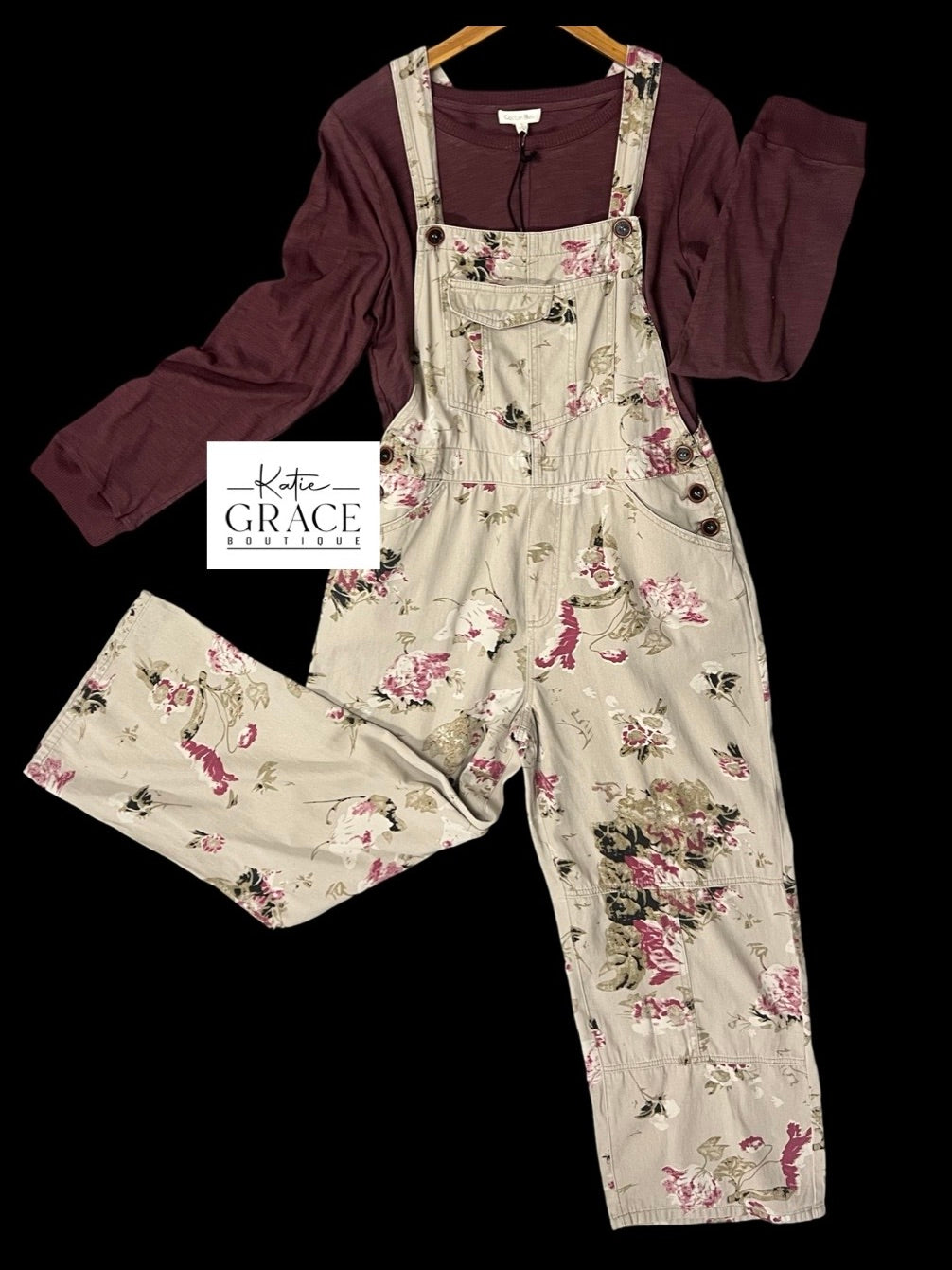 "Kinsley" Floral Overalls - The Katie Grace Boutique