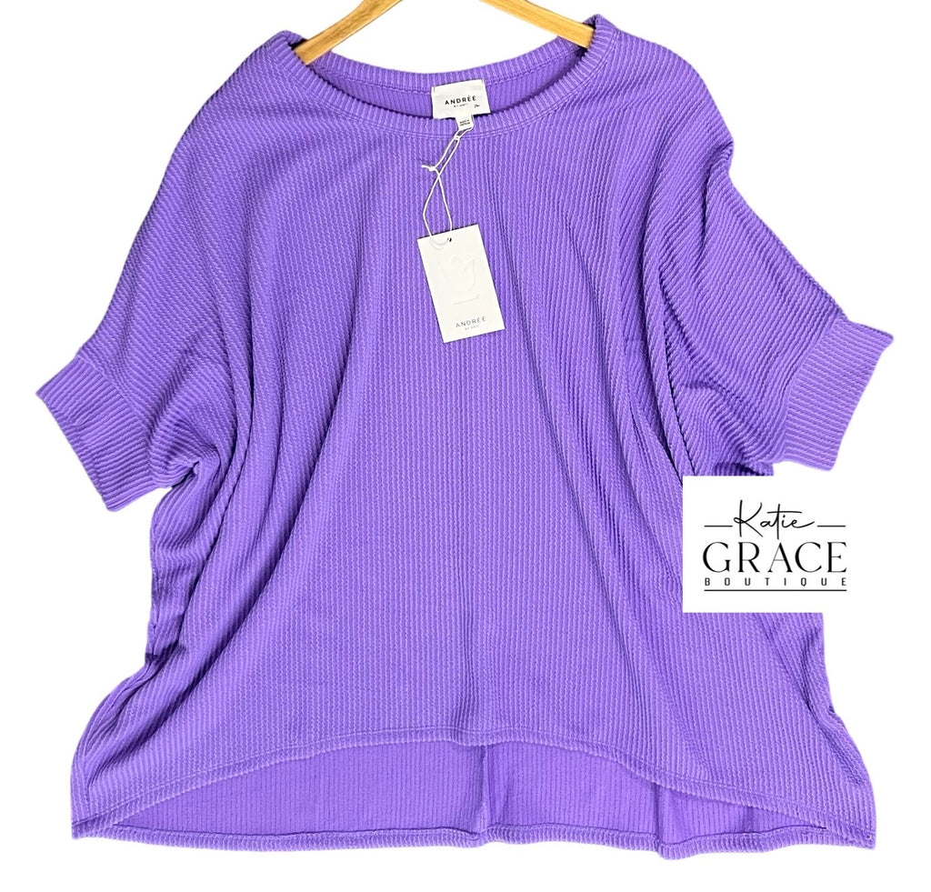 "Emma" Oversized Curly Dolman Top - The Katie Grace Boutique