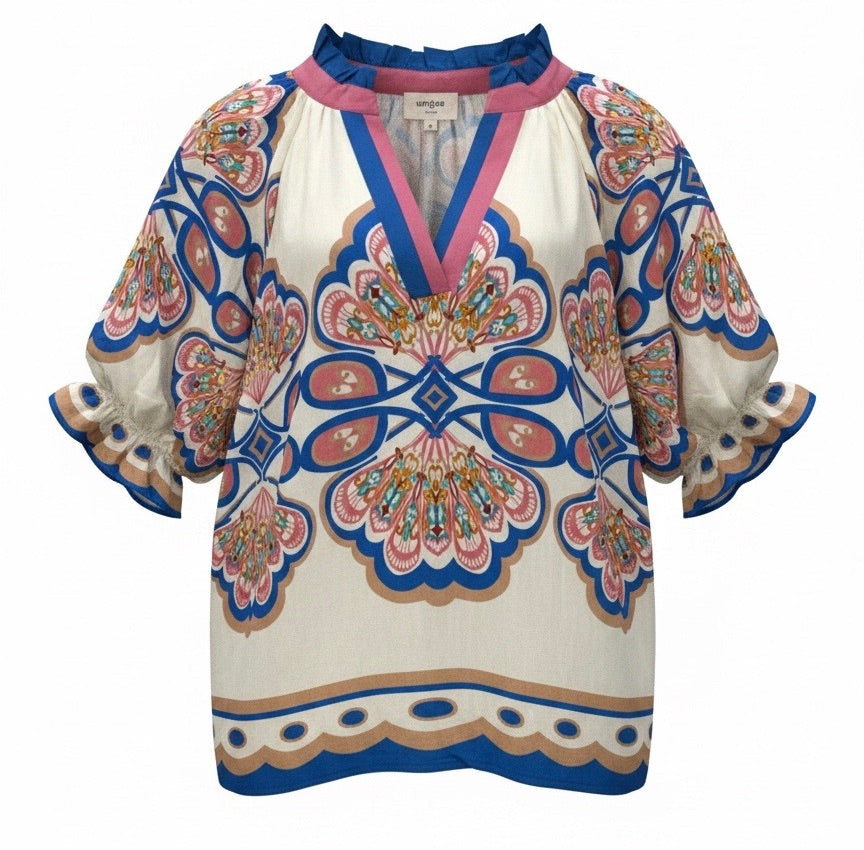 "Laney" Printed Blouse - The Katie Grace Boutique