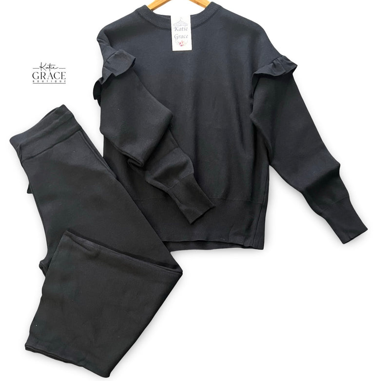 "Emily" Matching Sweater Separates, Black