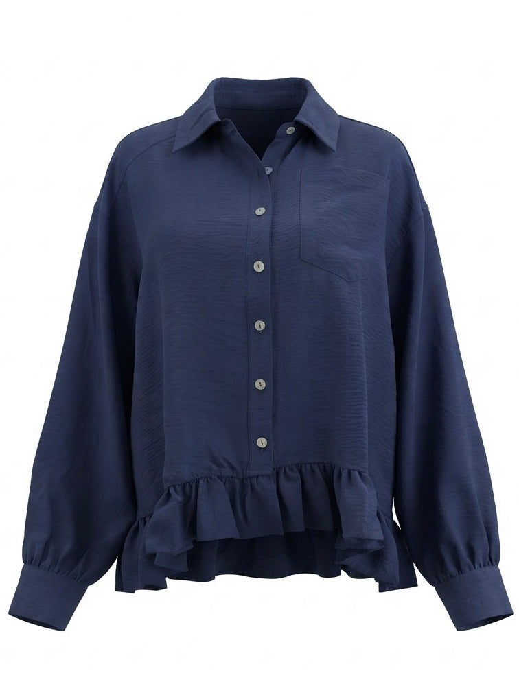 "Regina" Ruffled Bloiuse - The Katie Grace Boutique