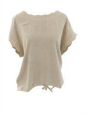 "Maeve" Linen Blend Scalloped Details - The Katie Grace Boutique