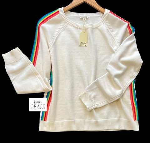 "Crista" Sweater with Stripes - The Katie Grace Boutique