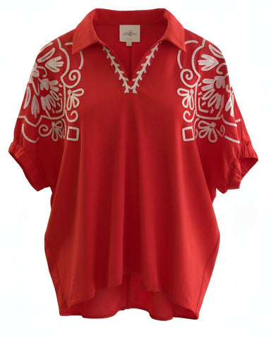 "Adelaide" Linen Blend Blouse - The Katie Grace Boutique