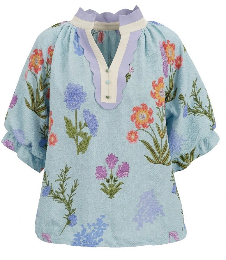 "Charlotte" Floral Blouse - The Katie Grace Boutique