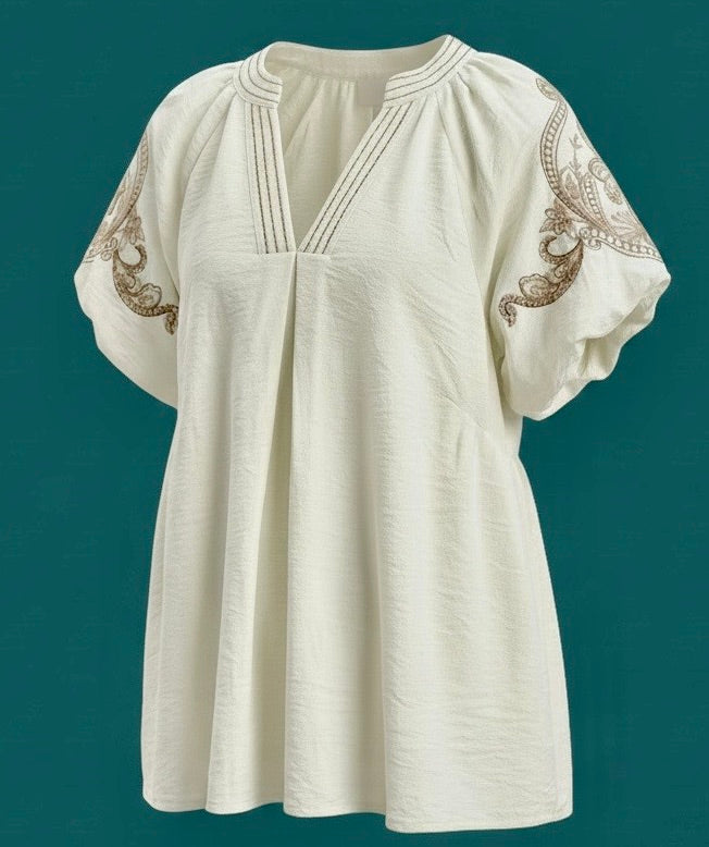 "Willow" Embroidered Blouse - The Katie Grace Boutique