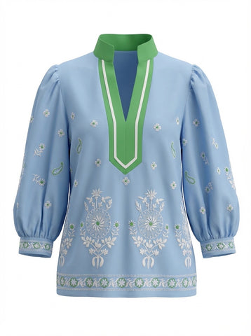"Emily" Embroidered Blouse - The Katie Grace Boutique