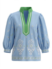 "Emily" Embroidered Blouse - The Katie Grace Boutique