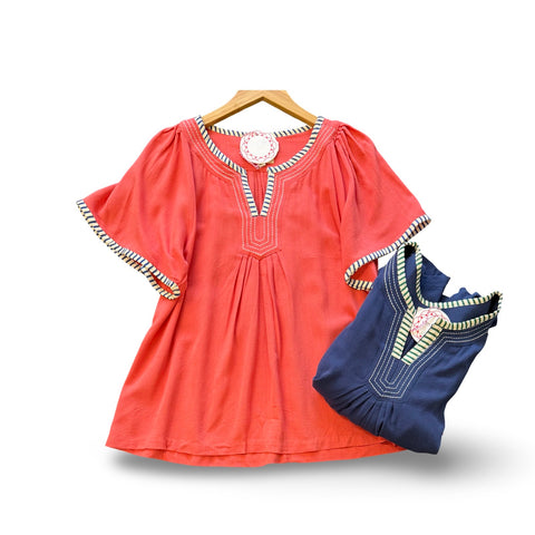 "Eleanor" Linen Blend Top, 2 colors - The Katie Grace Boutique