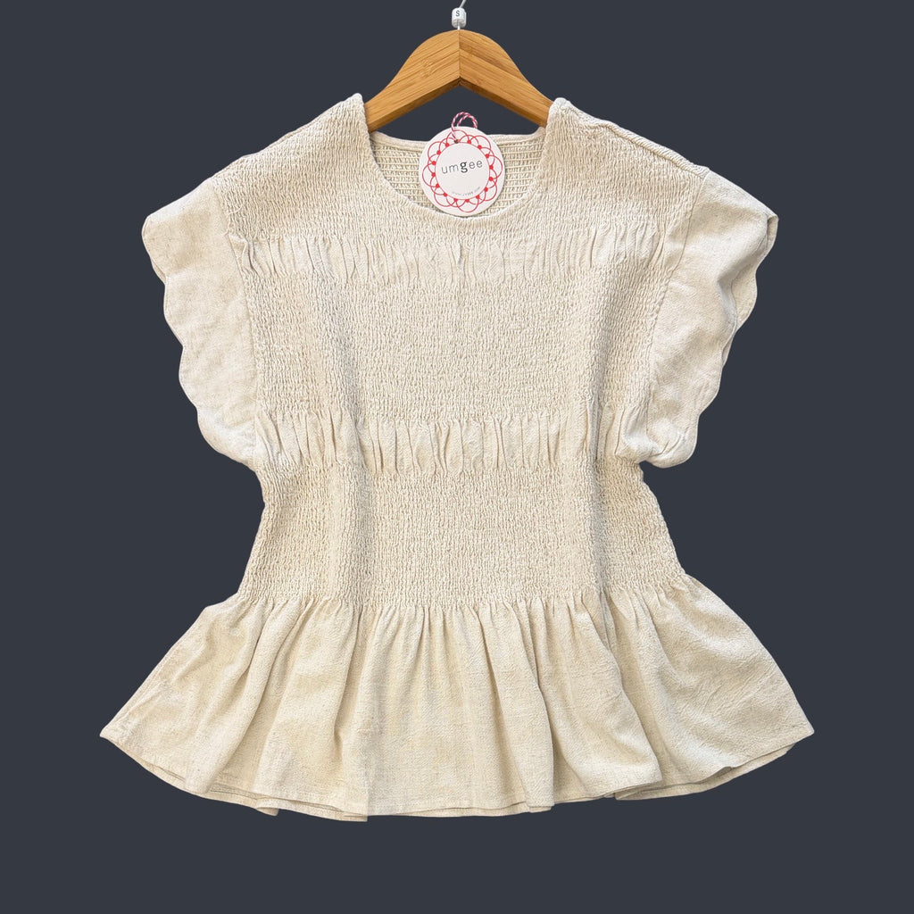 "Audra" Peplum Smocked Top - The Katie Grace Boutique