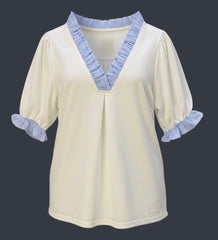 "Sutton" Striped Ruffle Details