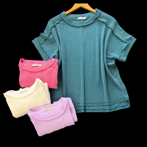 "Addie" Curly Knit Top, 4 colors - The Katie Grace Boutique