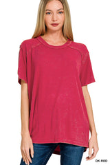 "Tasha" Mineral Washed Top - The Katie Grace Boutique
