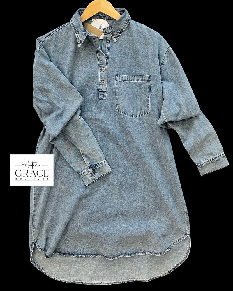 "Chloe" Denim Dress - The Katie Grace Boutique