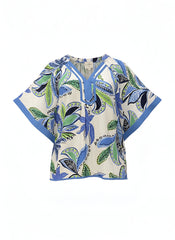 "Marie" Tropical Print Blouse - The Katie Grace Boutique