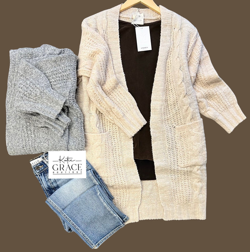 Last One! “Agatha" Cable Knit Sweater Cardigan