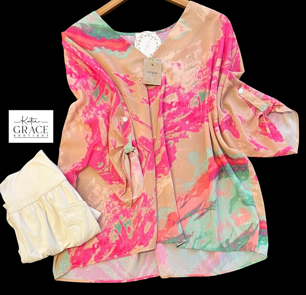 "Stacey" Watercolor Blouse