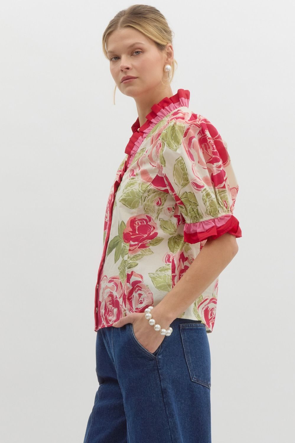 "Darla" Floral Blouse - The Katie Grace Boutique