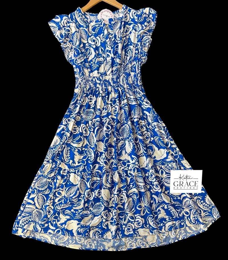 Last One! “Brooklyn" Ruffled Sleeve Midi Dress