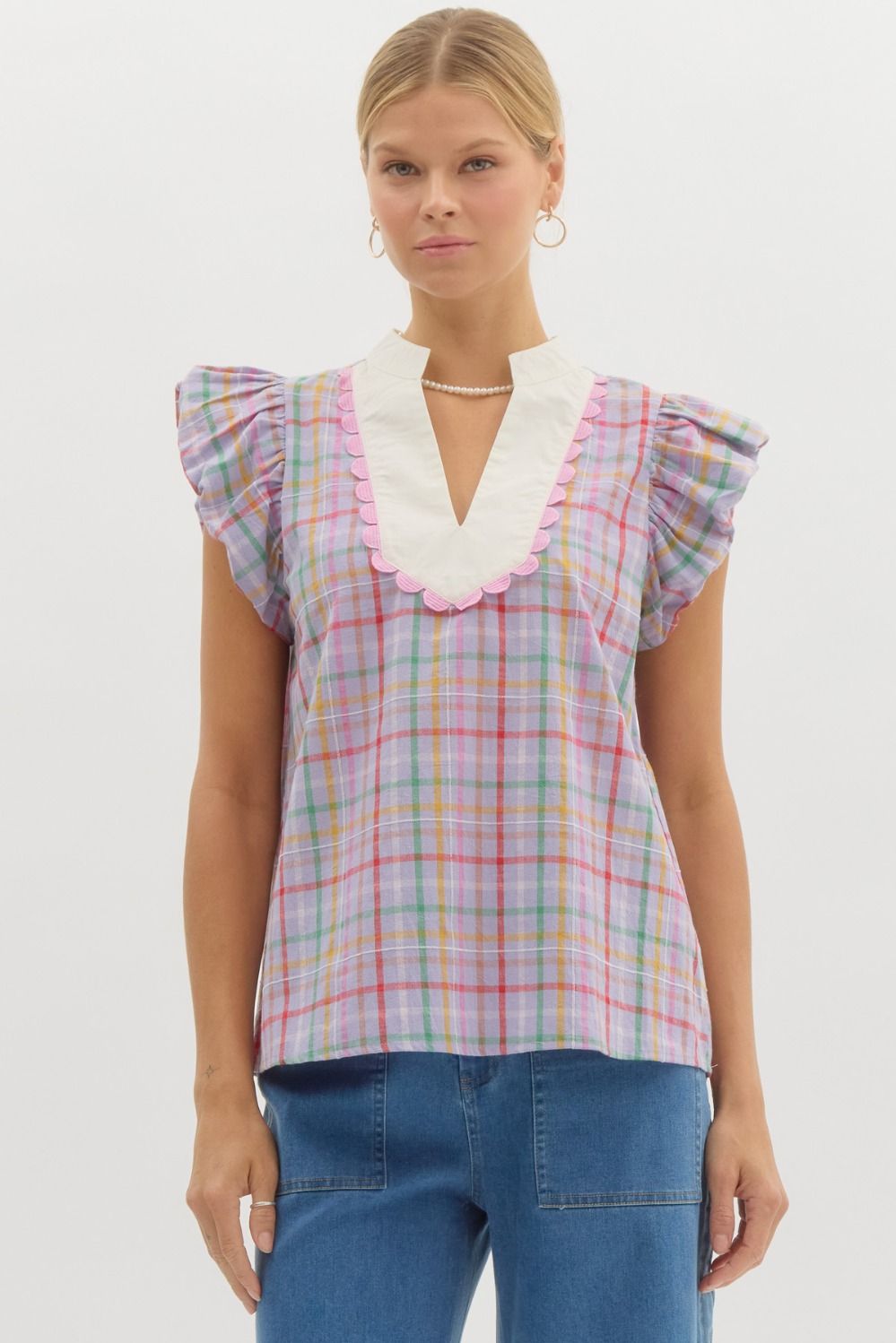 "Cate" Plaid Blouse - The Katie Grace Boutique