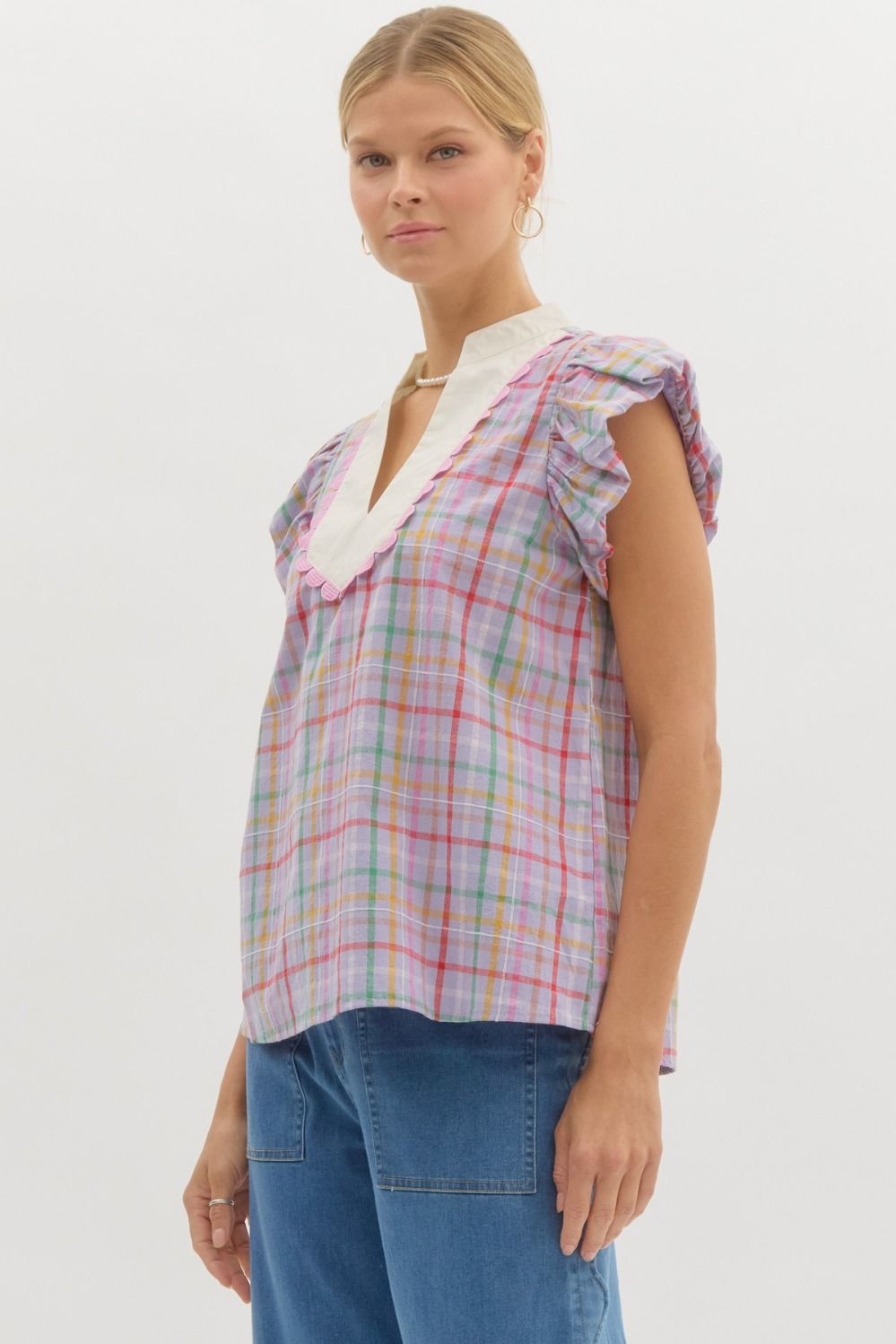 "Cate" Plaid Blouse - The Katie Grace Boutique