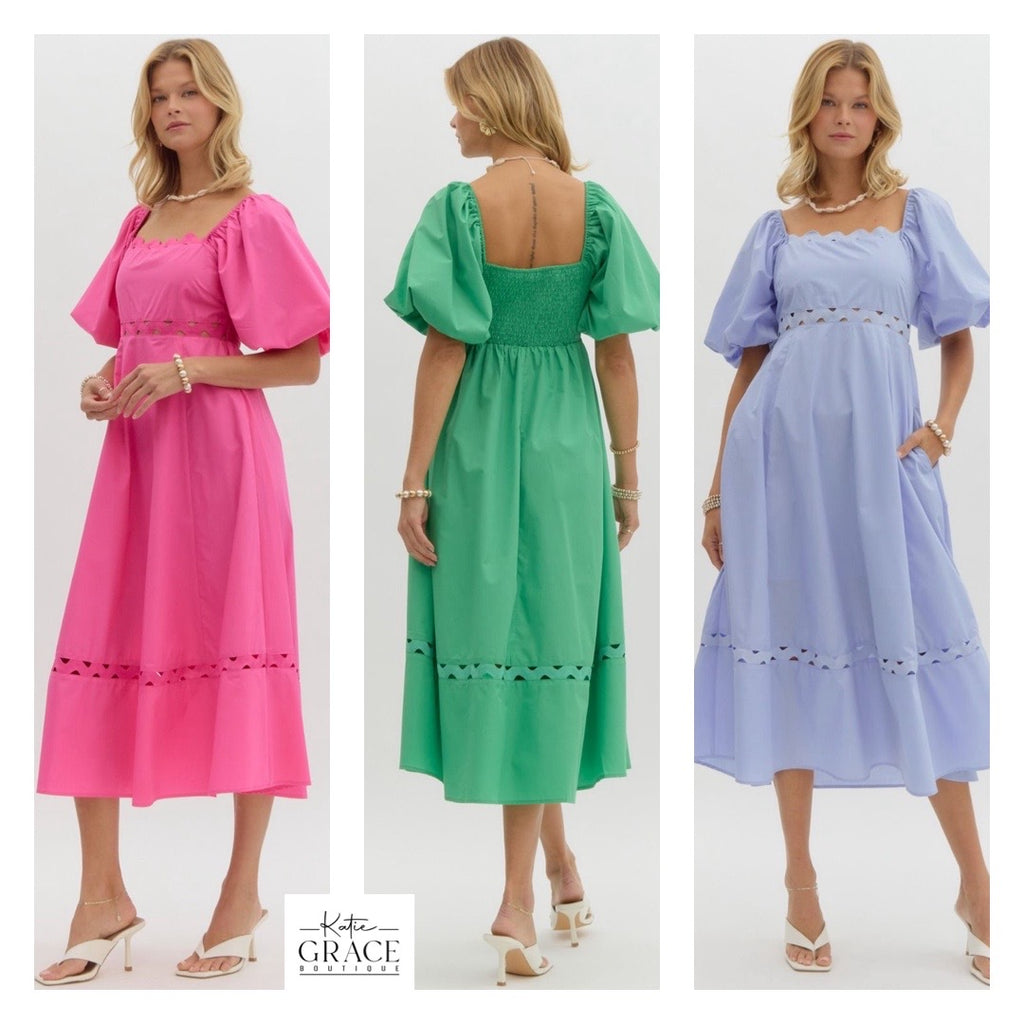 "Stacia" Midi Dress, 3 colors - The Katie Grace Boutique