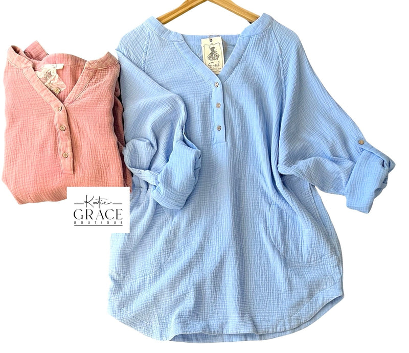 New Color! "Robin" Soft Cotton Mineral Tunic - The Katie Grace Boutique