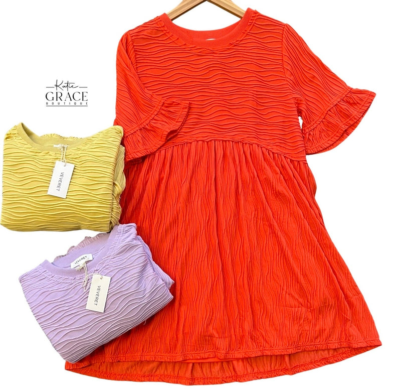 "Winona" Wavy Texture Dress, 3 colors