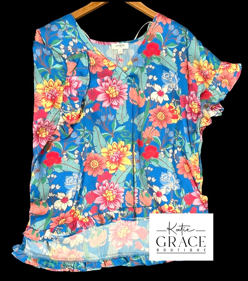 "Dezzie" Floral Blouse - The Katie Grace Boutique