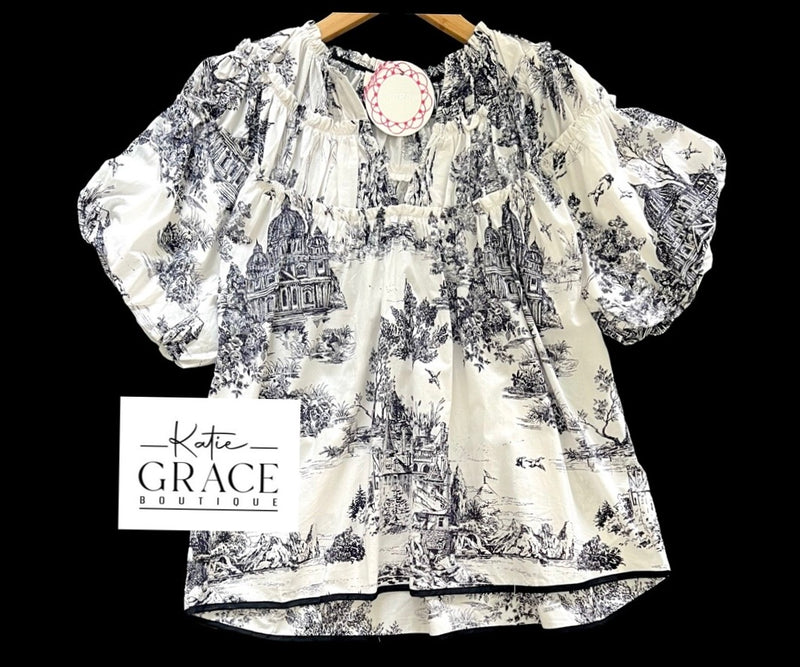 Now in Plus! "Stacey" Toile Blouse