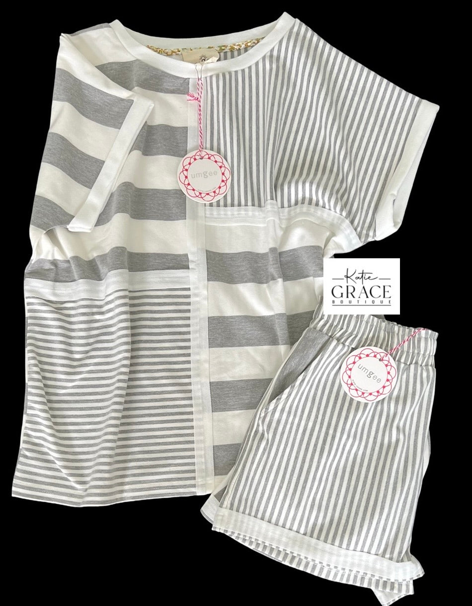 Last One! “Melita" Matching Striped Separates, - The Katie Grace Boutique