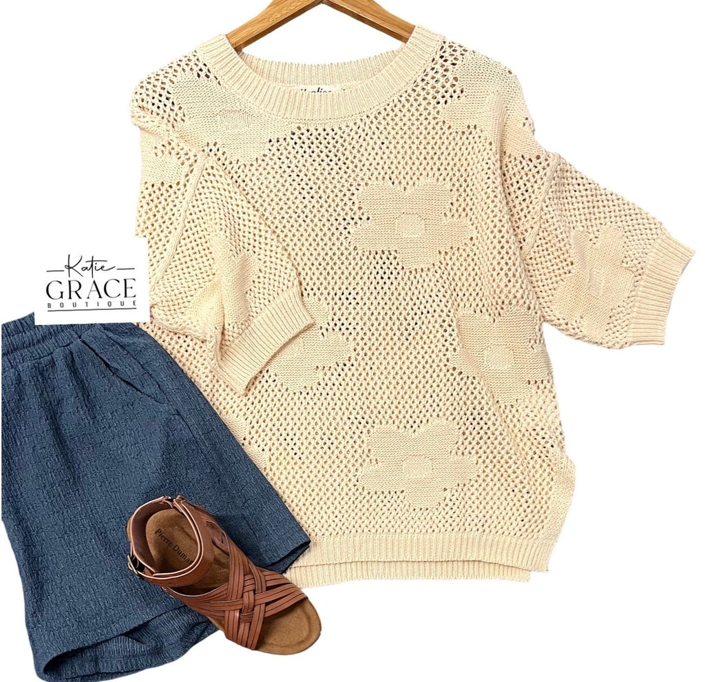 Restocked! "Liza" Crochet Sweater - The Katie Grace Boutique