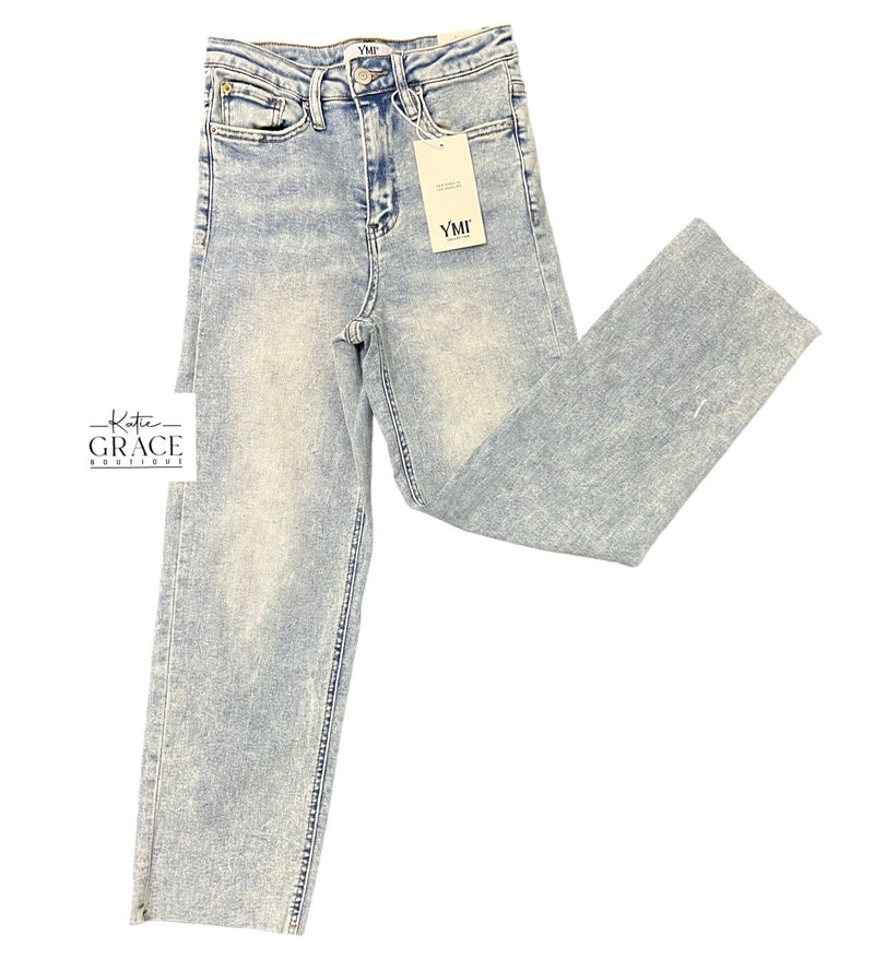 "Jenna" High Rise Straight Cropped Jean - The Katie Grace Boutique