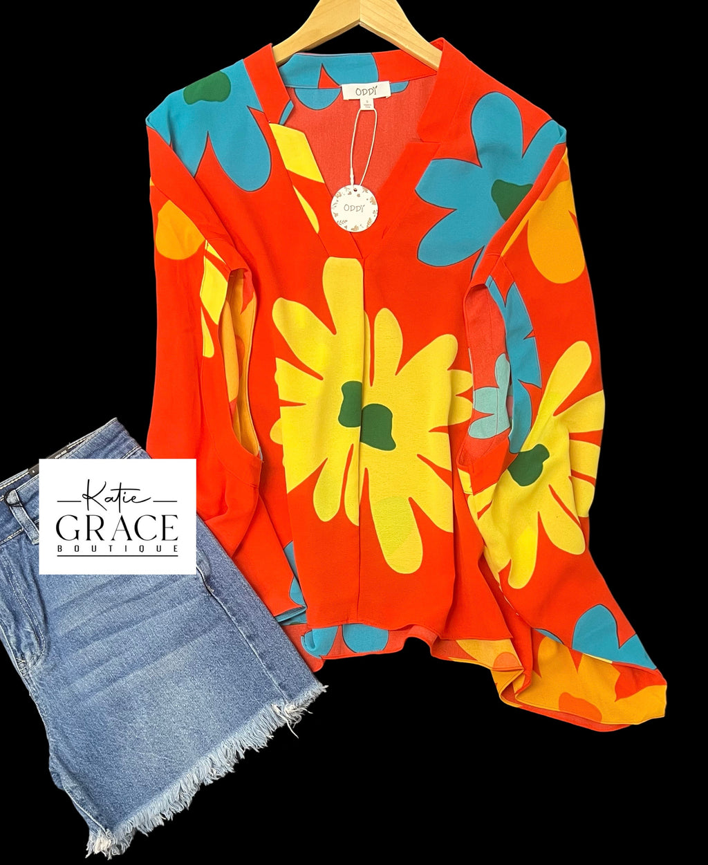 "Iggy" Oversized Blouse - The Katie Grace Boutique