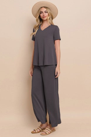 "Brexley" Modal Separates, Charcoal - The Katie Grace Boutique