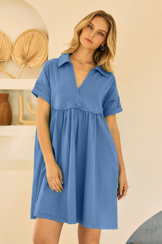 "Mallory" Deep V neck Dress - The Katie Grace Boutique