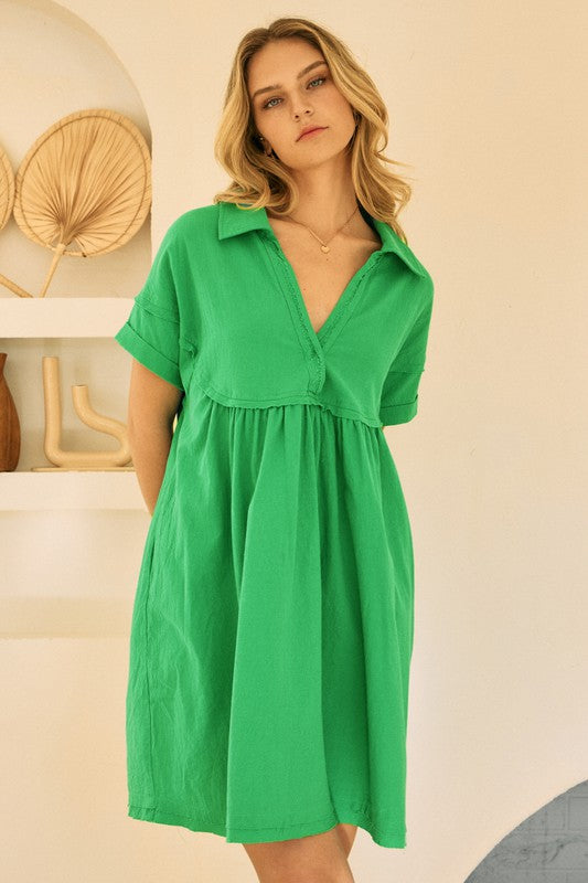 "Mallory" Deep V neck Dress - The Katie Grace Boutique