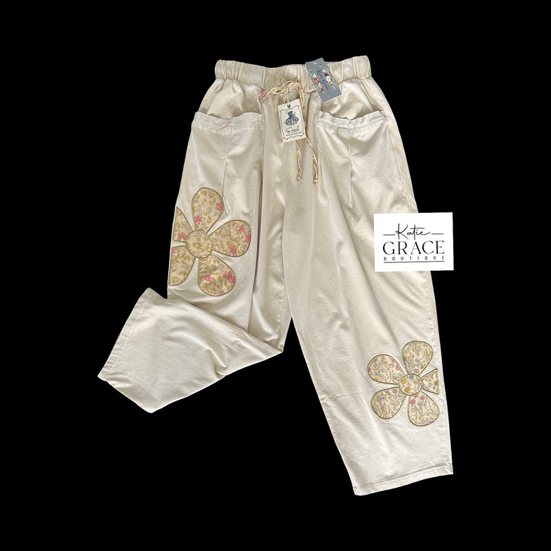 "Gracelyn" Floral Applique' Pants
