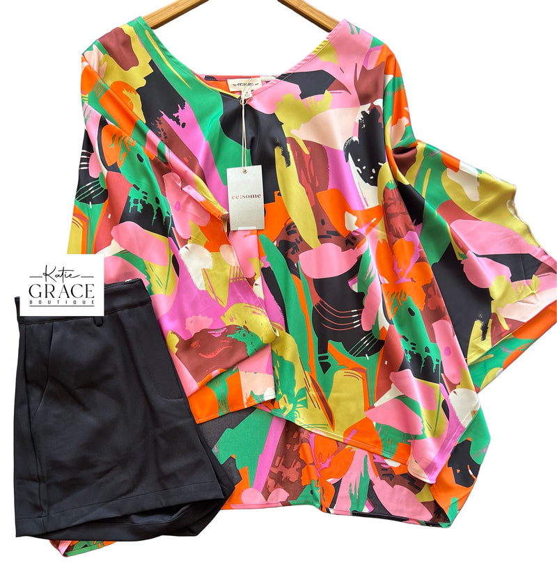 "Lana" Oversized Dolman Blouse - The Katie Grace Boutique