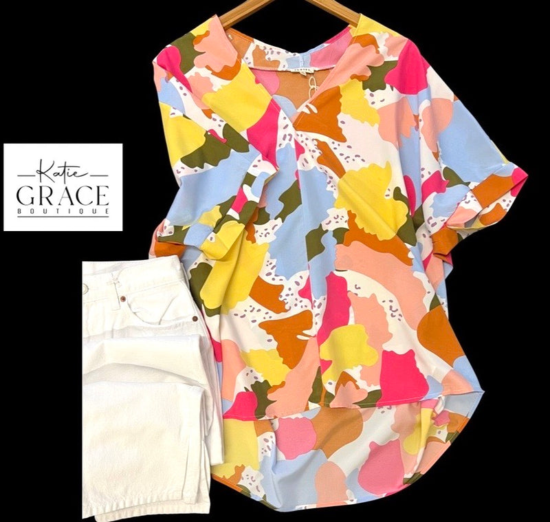 "Stacia" Abstract Blouse