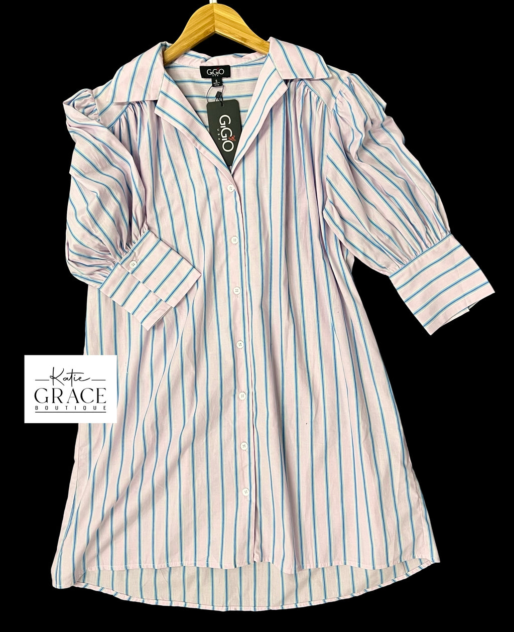 "Ginny" Striped Shirt Dress - The Katie Grace Boutique