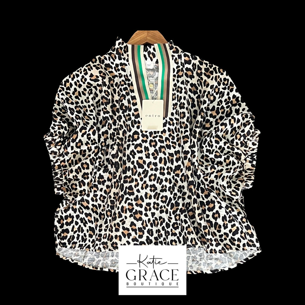 "Bella" Leopard Blouse - The Katie Grace Boutique